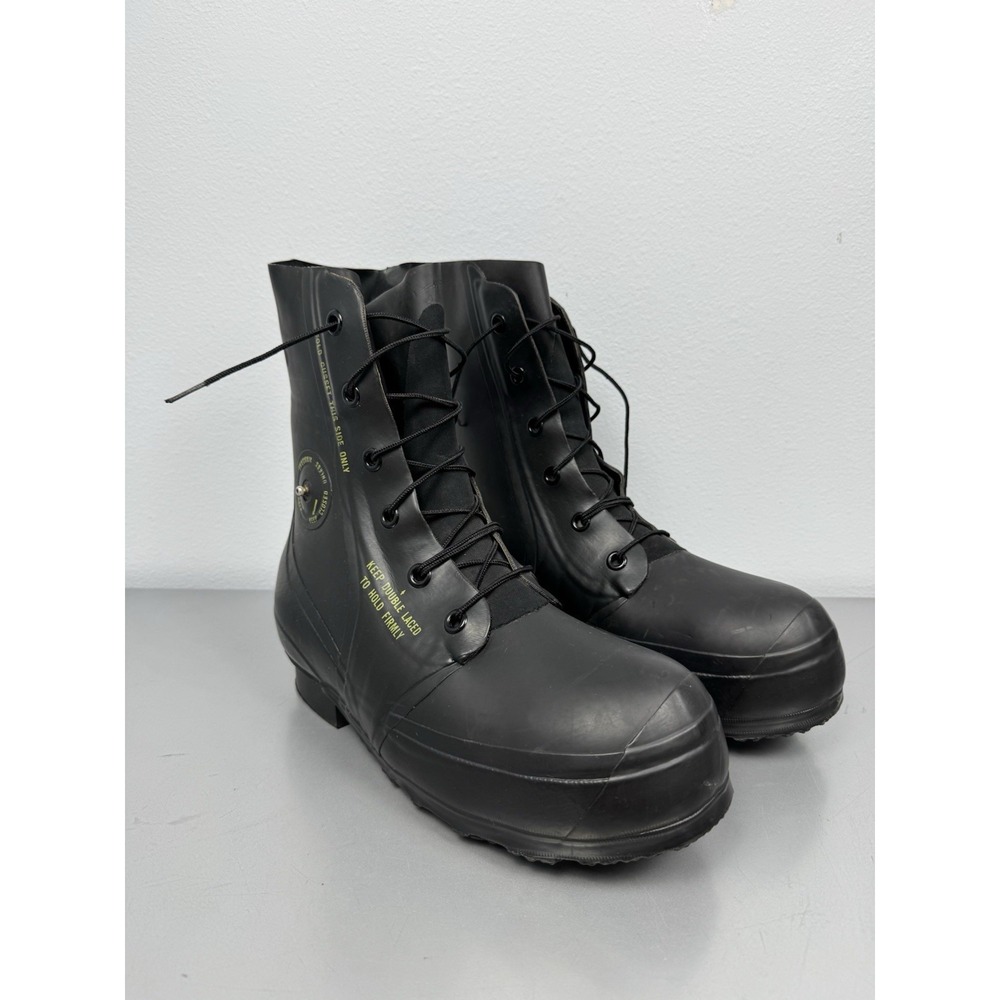 Vintage 70s Bata Jump Boots Mens 10 Black Rubber Mickey Mouse Paratrooper 1980s